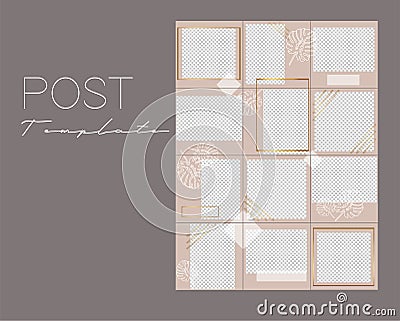 Set of instagram collage.Vector cover. Design backgrounds for social media banner.Set of Instagram stories frame templates. Vector Illustration